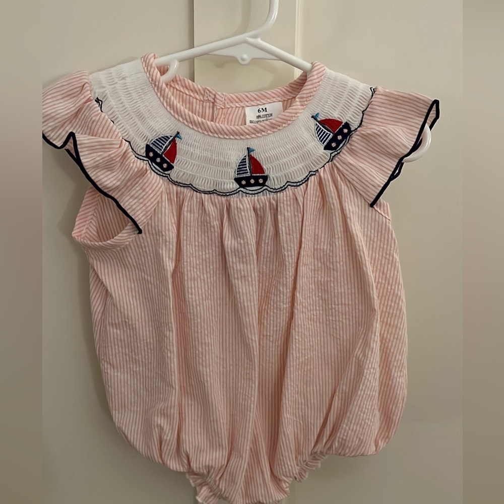 Smocked Sailboat Bubble Romper Girls